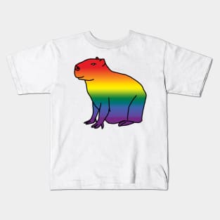 Rainbow Gradient Pride Capybara Kids T-Shirt